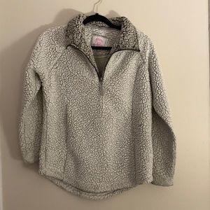 Warm White Sherpa Pullover Ivory/Brown